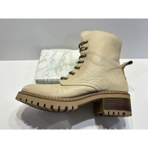 Bertuchi Combat Boots Womens Soft Leather Beige Zip Up Traction Heel Sz 9 - Picture 6 of 15